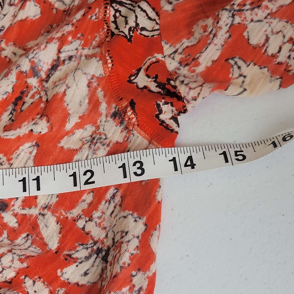 Free‎ People Say The Word Floral Print V-Neck Long Blouson Sleeve Ruched Top XS - Picture 9 of 11